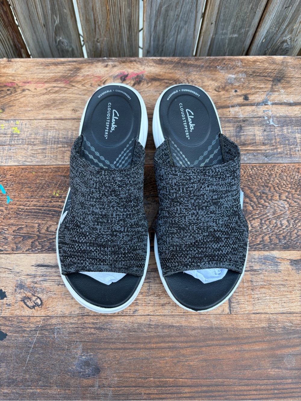 Clarks Black Knit Slip-On Platform Mules Women’s Size 7.5 - Picture 8 of 15